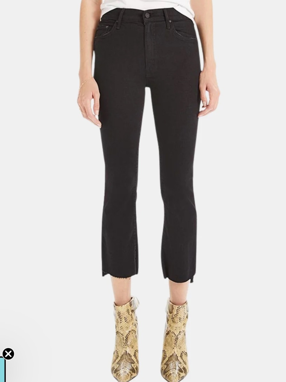 MOTHER Denim The Insider Crop Step Fray Not Guilty Black Jeans Size 27